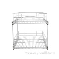 Kitchen stainless steel pull-out storage wire basket